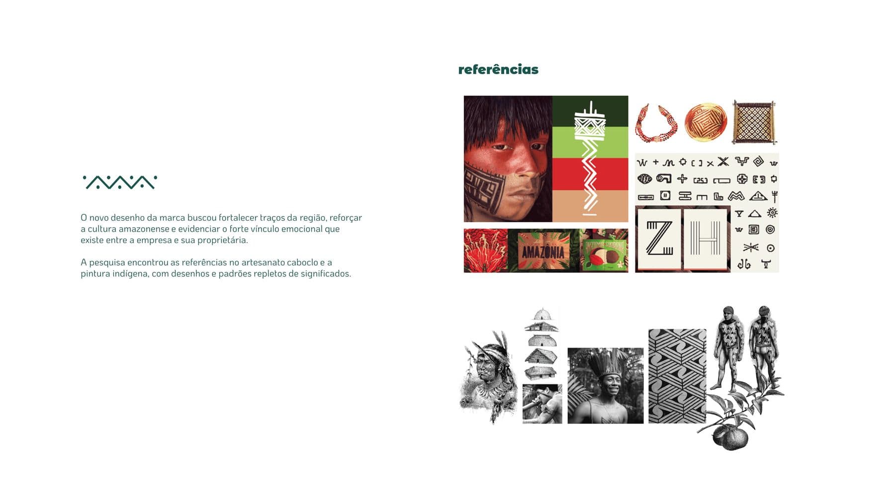 Painel de referências de artesanato e grafismos indígenas