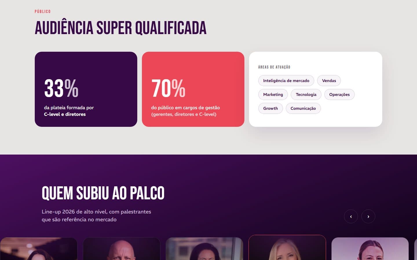 Seção de público e palestrantes