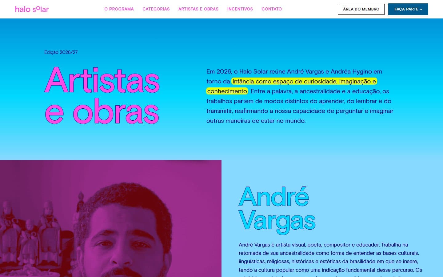 Página de artistas e obras da edição