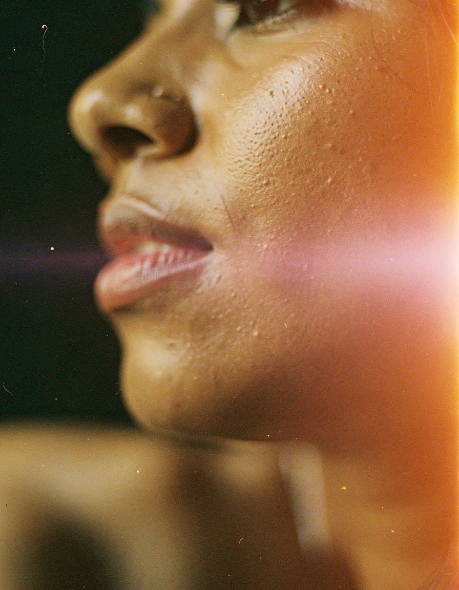 Perfil de uma mulher em luz quente